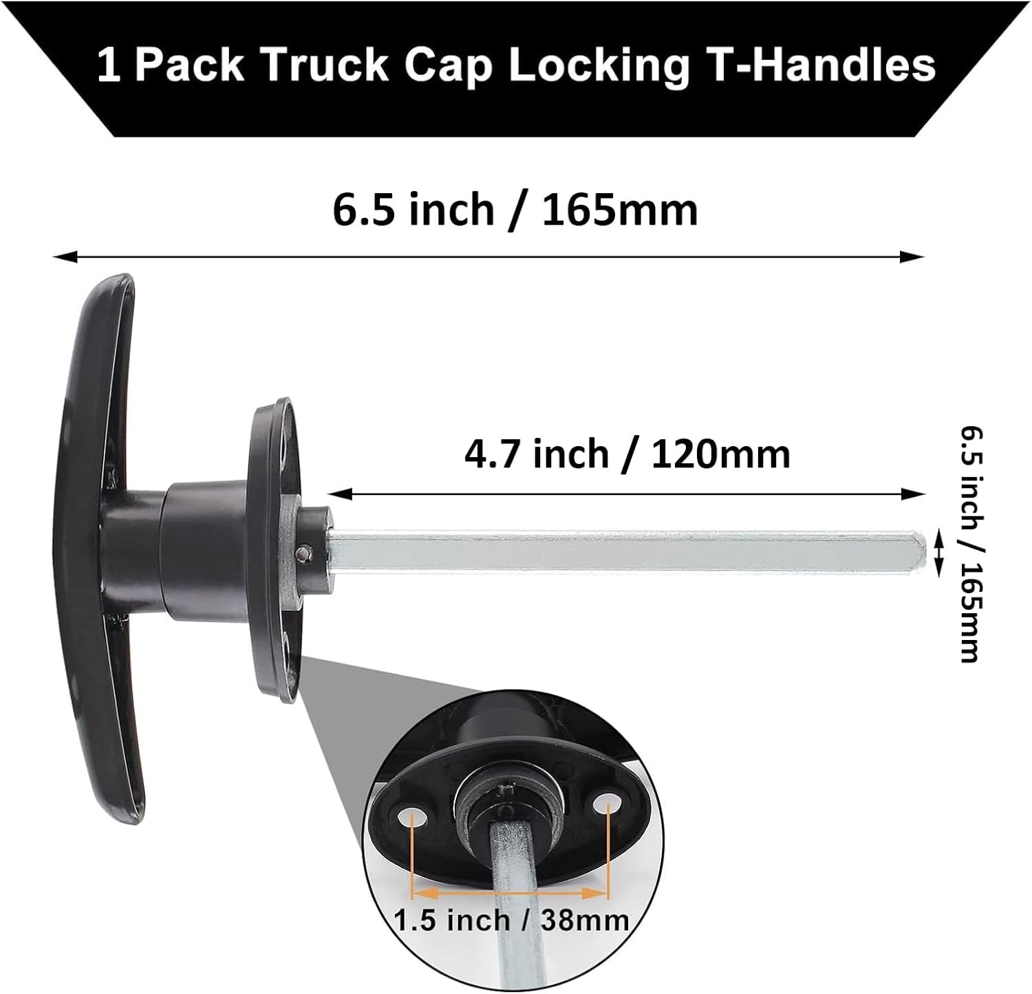 Truck Cap Locking T-Handles 1 Pack Camper Topper Lock, Camper Shell Locks and Ke