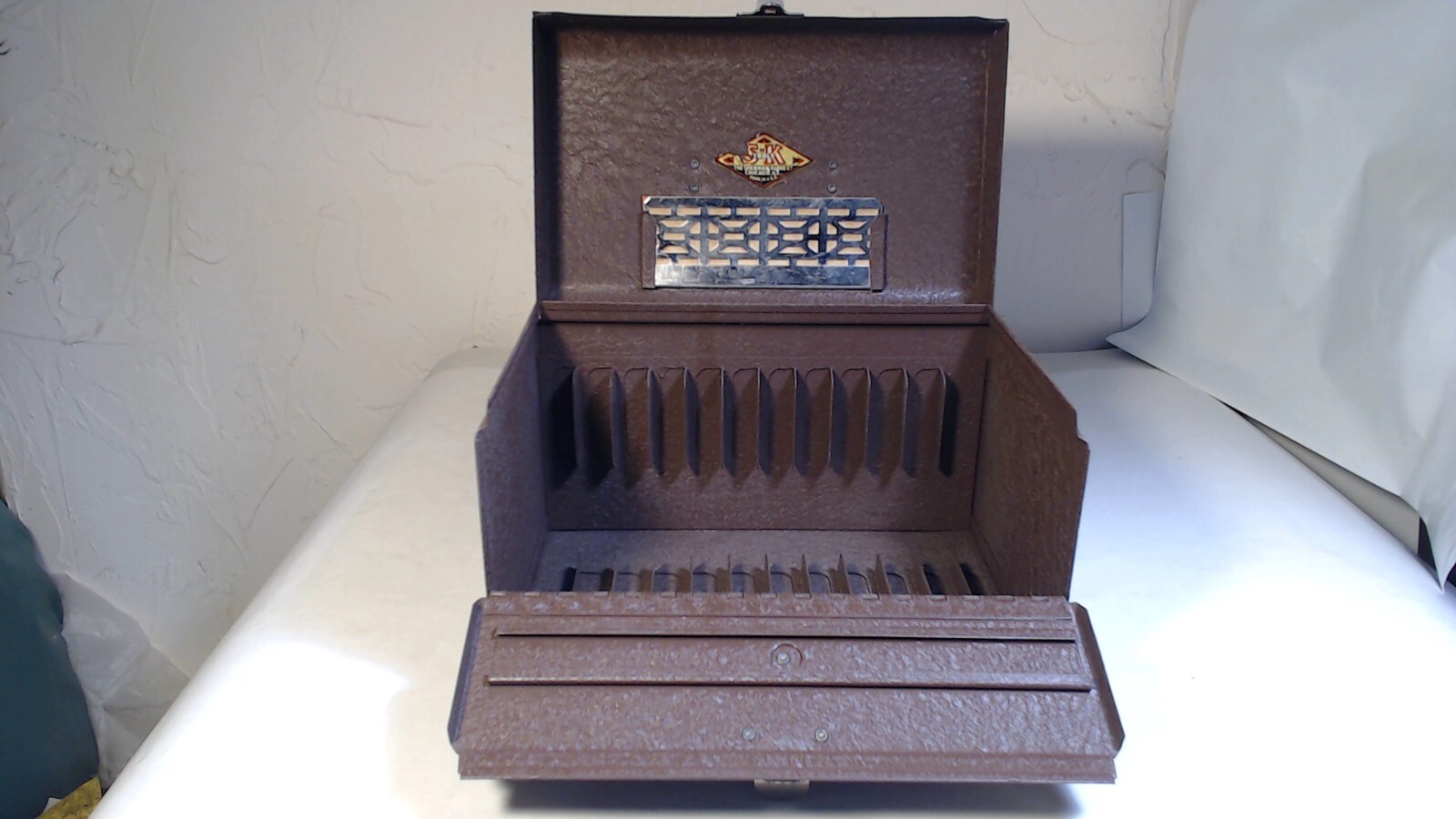 Vtg S&K Tools Metal Film Movie Reel Box Case Container Storage Sherman Klove Co.