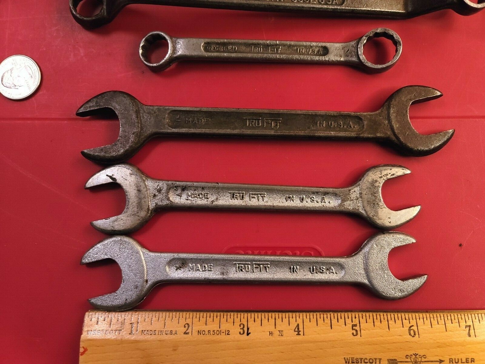 Lot of 9 Vintage Tru-fit Trufit Wrenches Open-end Box-end and Combo Made in USA