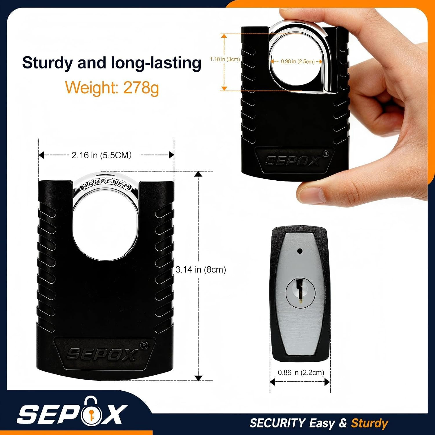 ® Heavy Duty Outdoor Padlock with 2 Keys – 3-3/16″ (80Mm) Weatherproof Rustproof