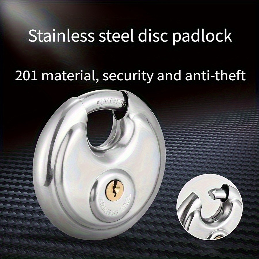 2pcs Heavy Duty Round Padlock with Keys Disc Lock for Storage Shed Garage
