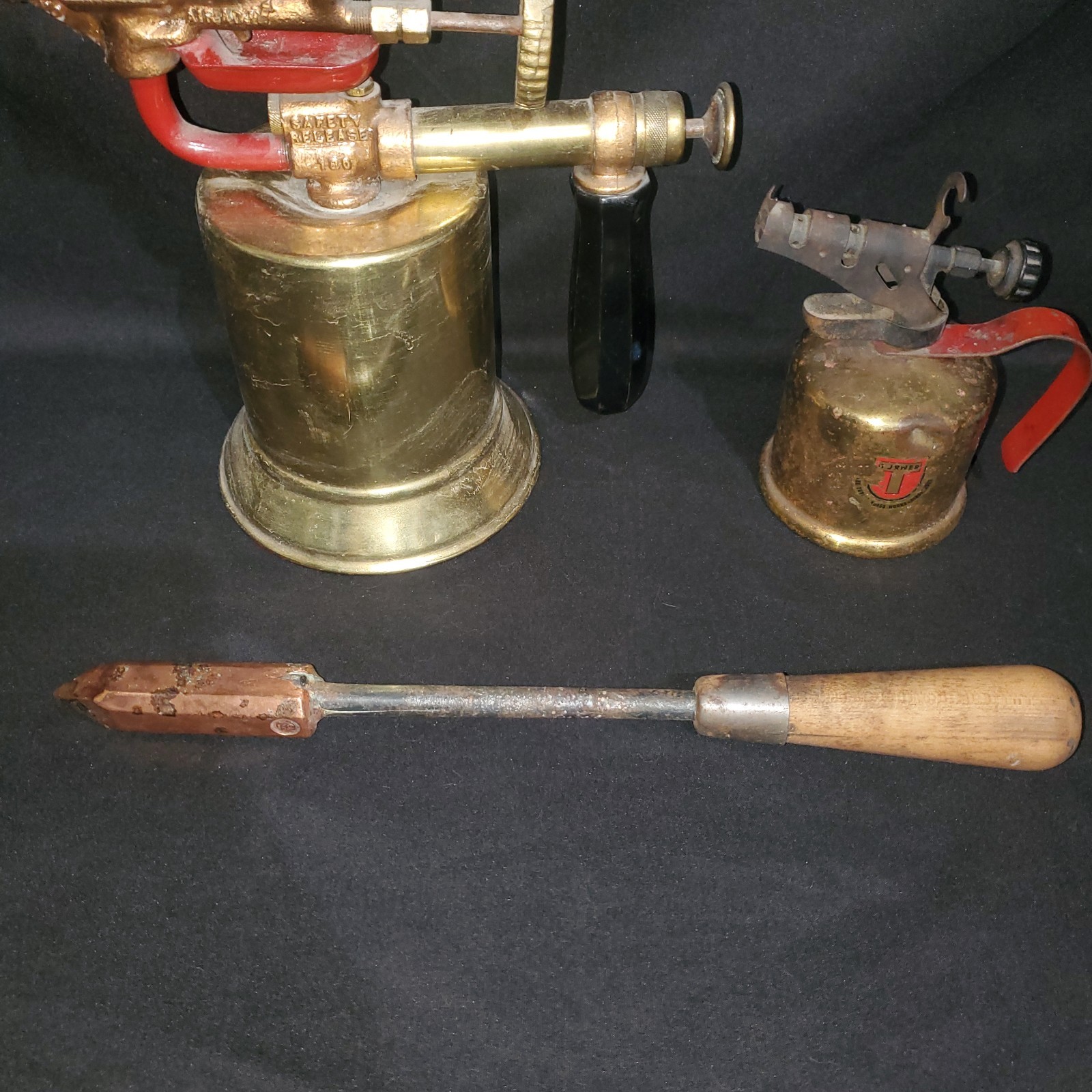 Vintage Turner Brass Blow Torches With Soldering Iron Untested