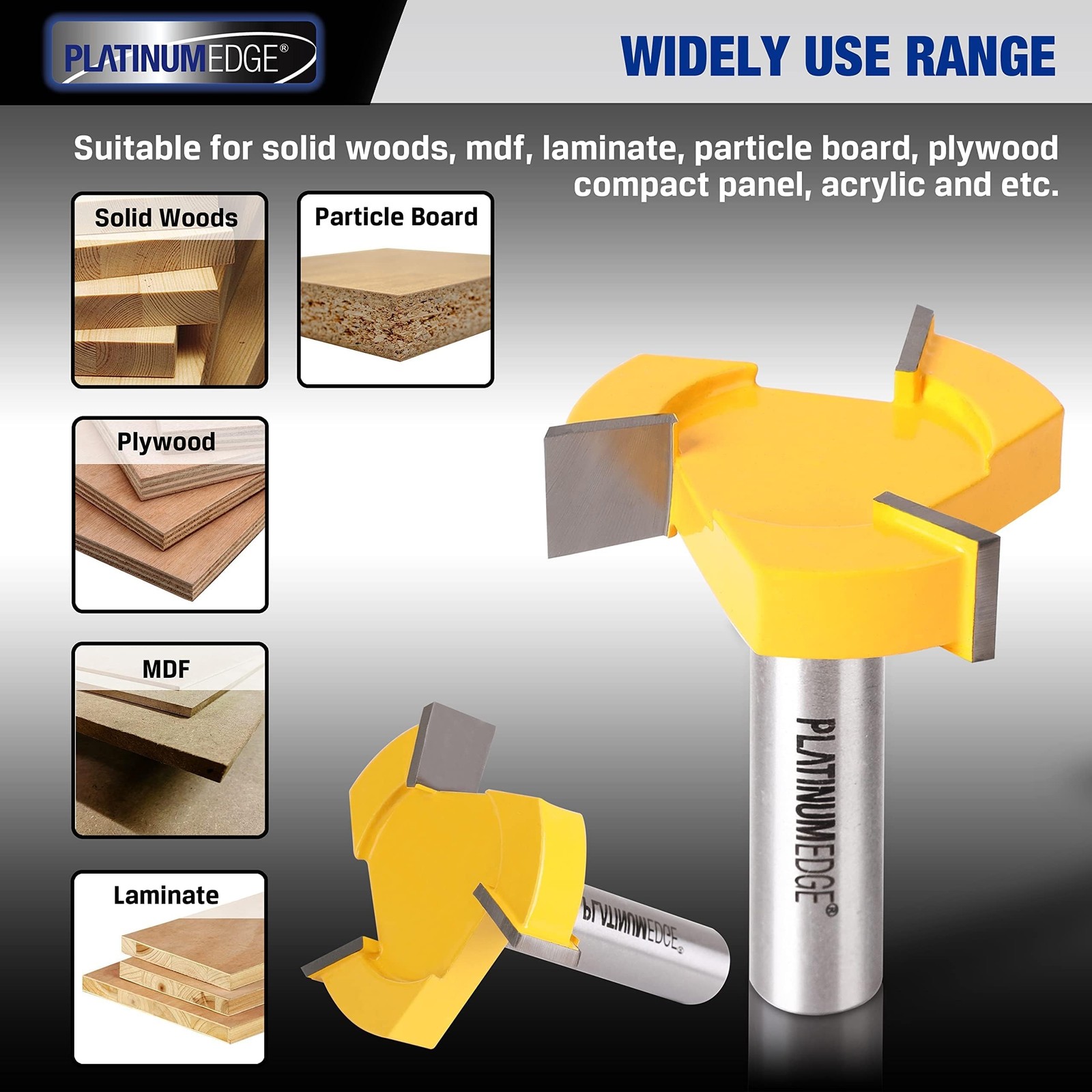 PLATINUMEDGE Spoilboard Surfacing Router Bit, 1/2-Inch Shank 2-Inch Cutting D…