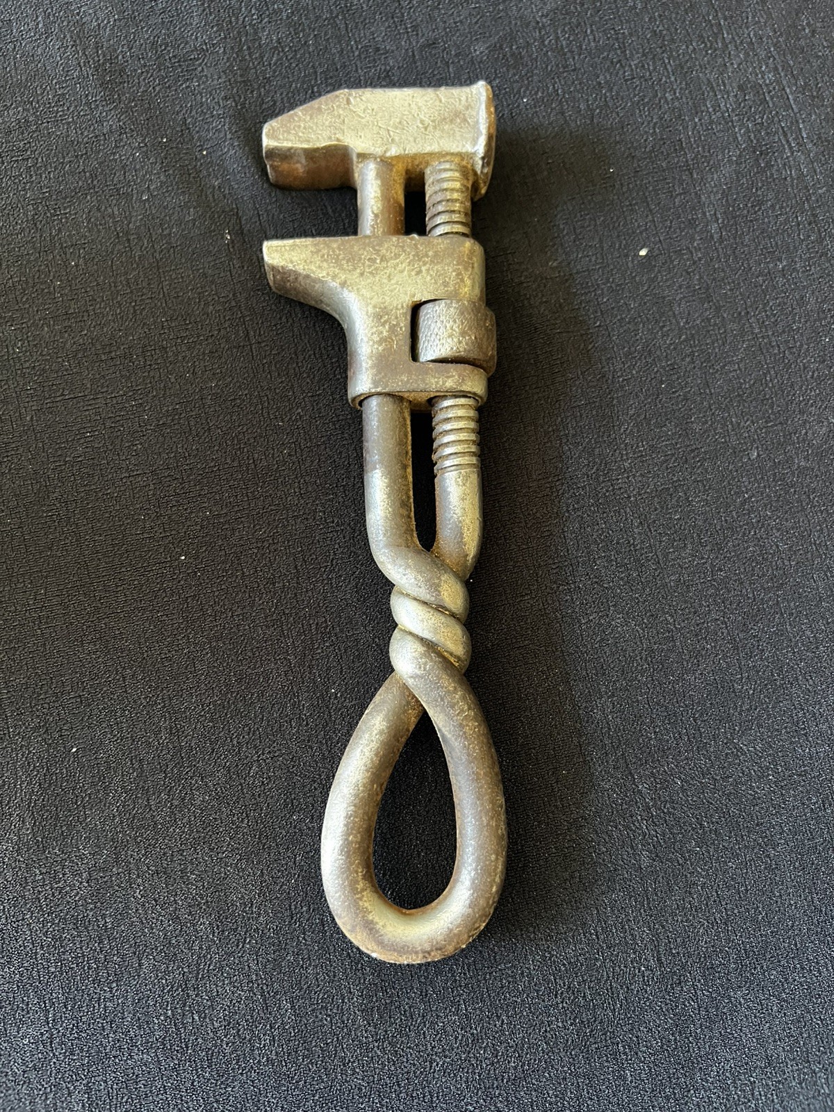 Antique Adjustable Pipe Wrench Twisted Handle
