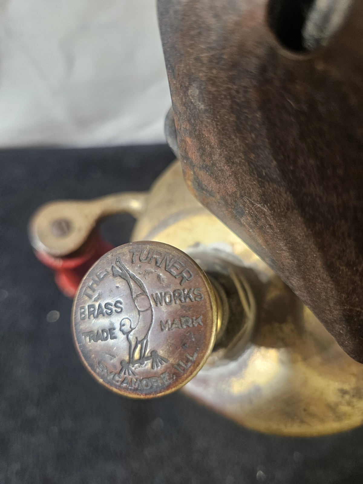 Vintage TURNER Brass Works Brass Blow Torch #206AA Wood Handle USA Untested