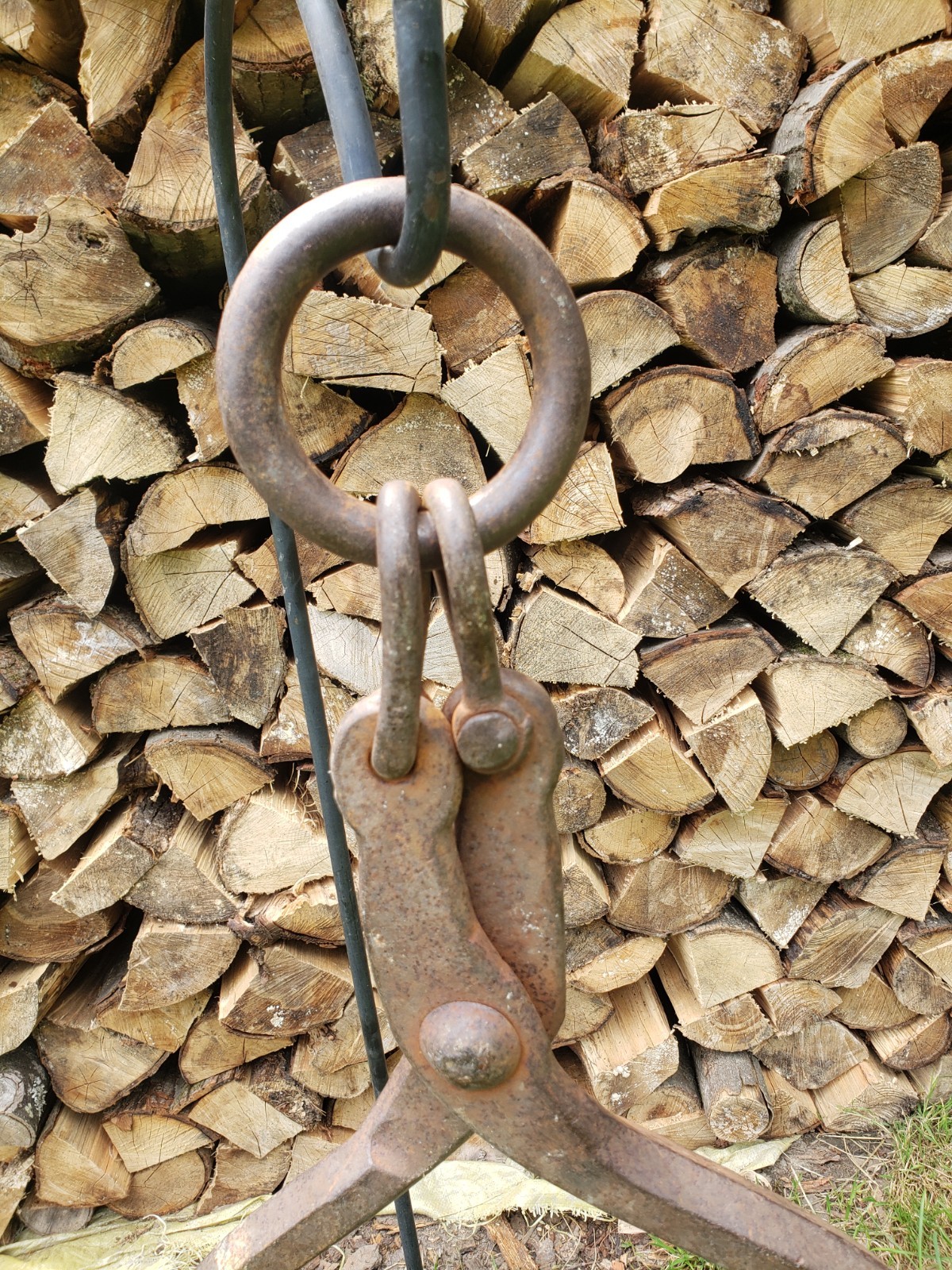 VINTAGE STEEL LOGGER LOG DOGS TONGS METAL HOOK TOOL Pull Drag Wood Logging