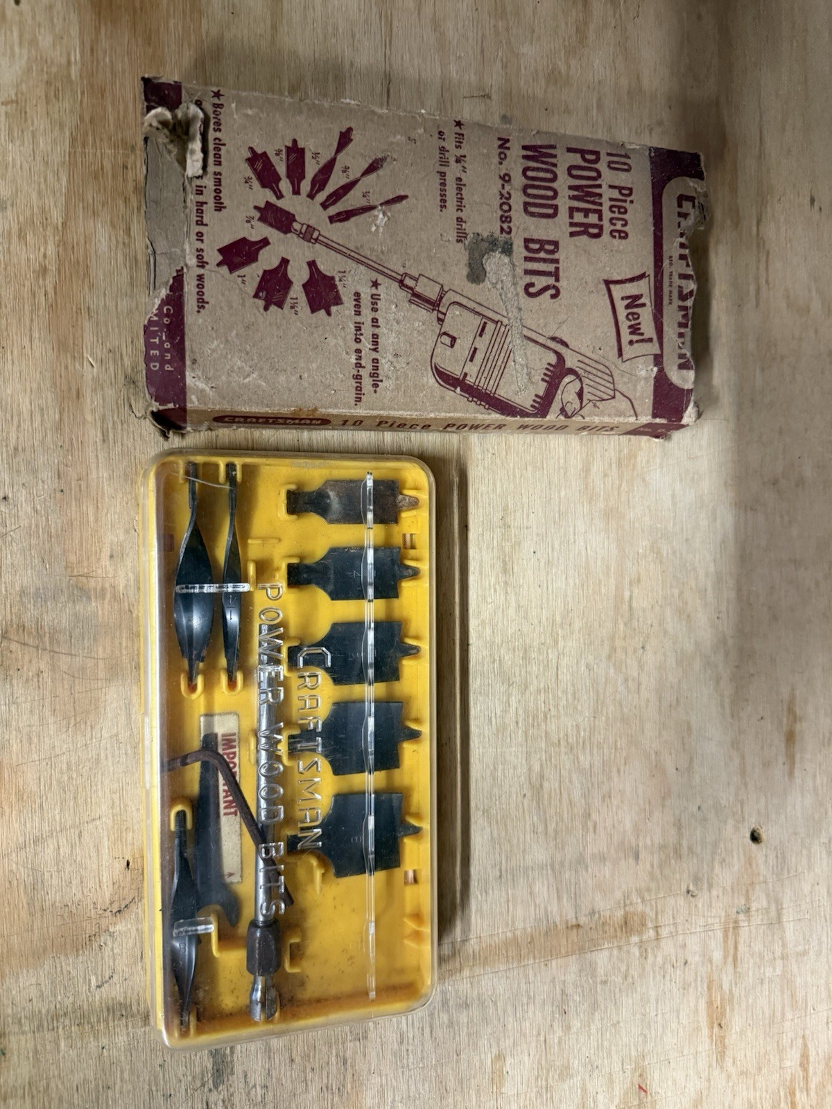 Vintage Craftsman No. 9-2082 10 Pc Power Wood Bit Set w/ Original Box USA