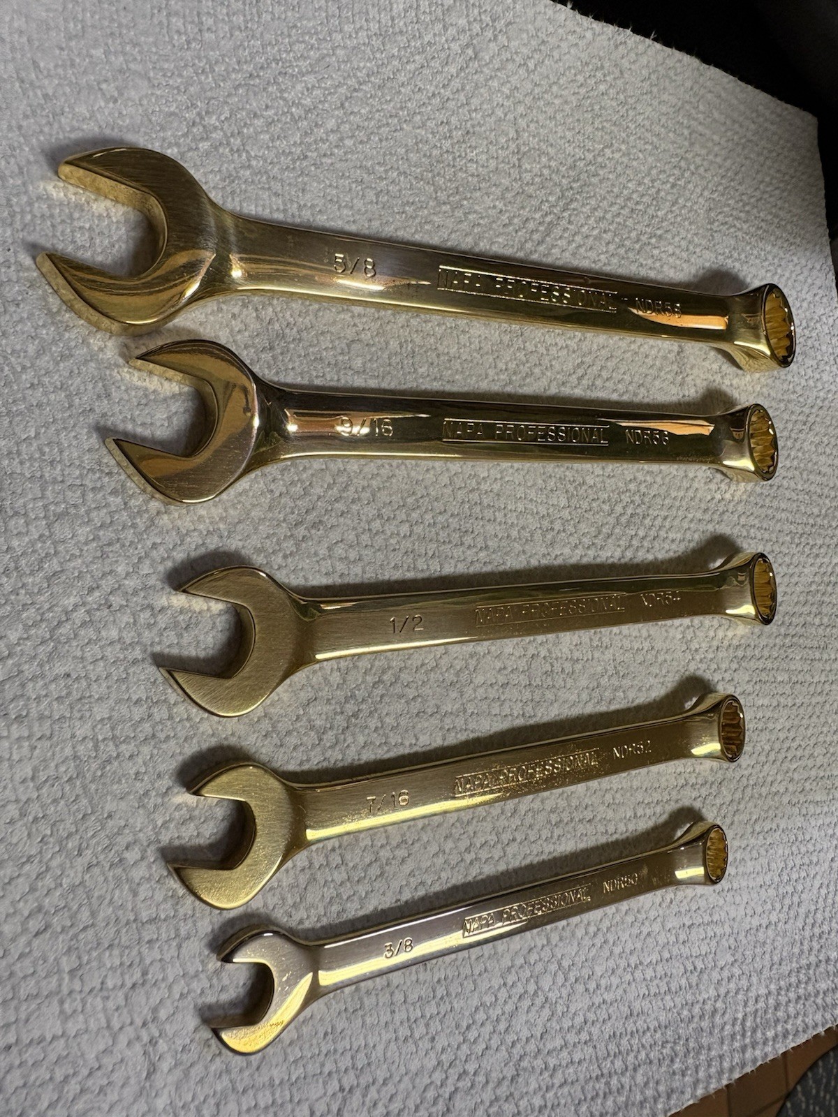 NAPA 75th Anniversary 14k Gold-Plated 5pc English Wrench Set Wood Case 1925-2000