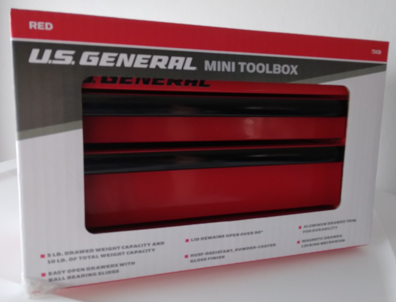 U.S. GENERAL Mini Steel Toolbox, Red