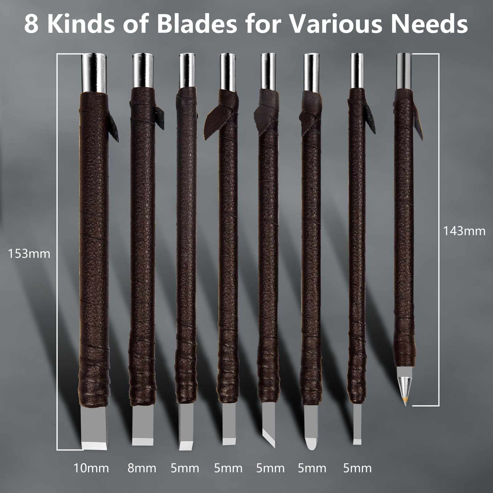 8 Pcs Tungsten Steel Chisel, Metal Engraving Tools, Chisel Set with Leather S…