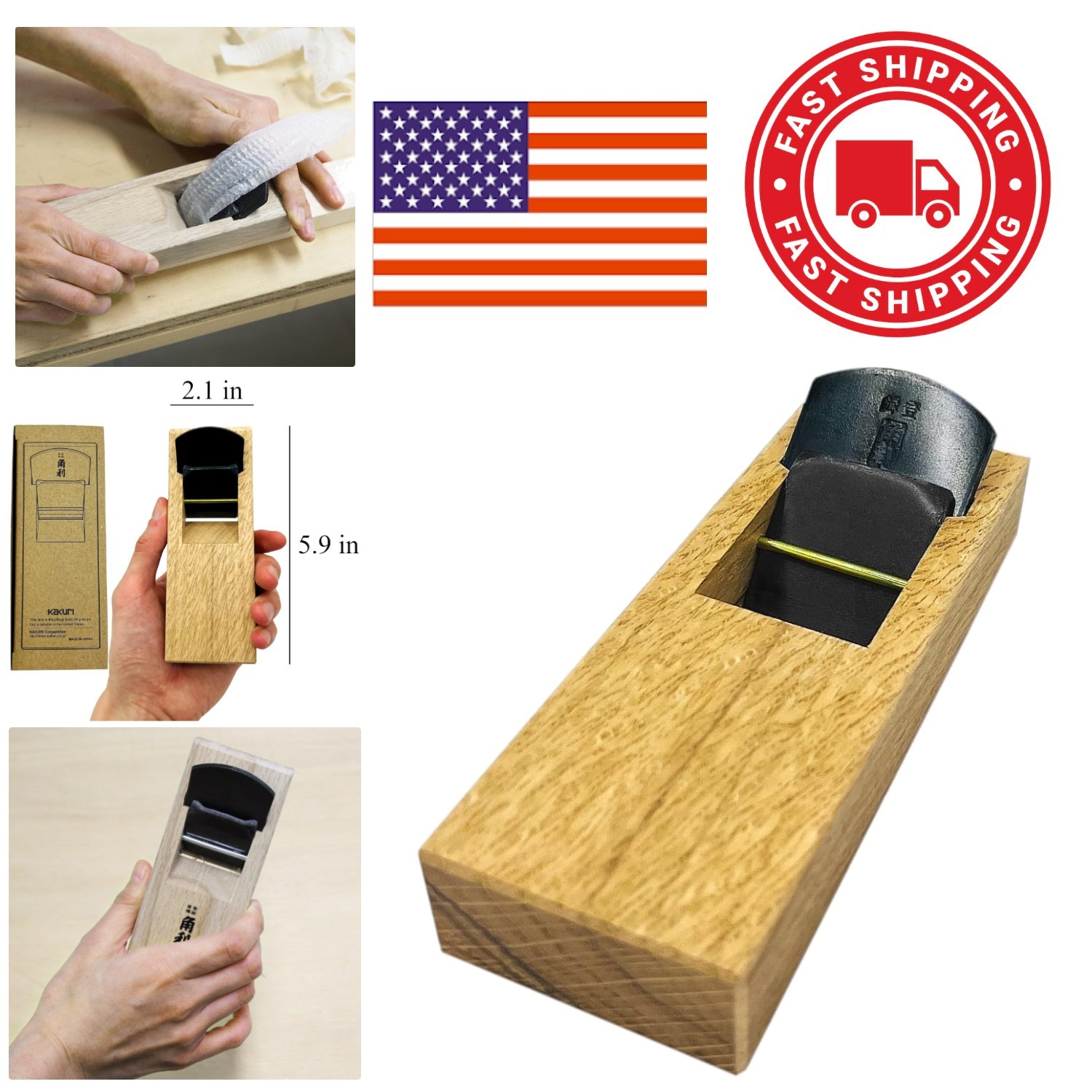 Compact Japanese Kanna Plane 5.9 x 2.1 Inches ECO Oak Body for Woodworking
