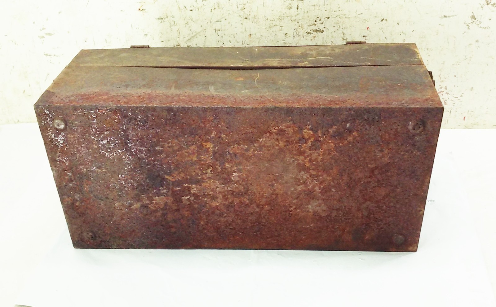 Vtg antique Duplex 2 tier 6 tray Cantilever Tool Box Chest Metal Tackle box USA
