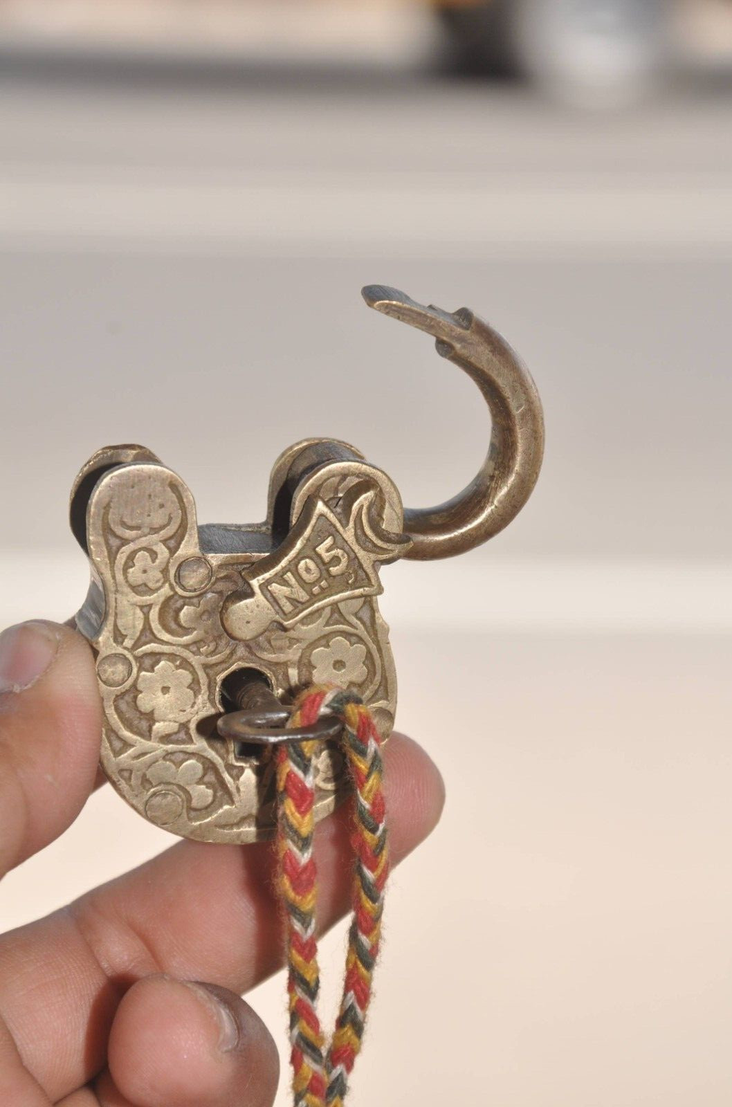 Vintage Brass Unique Flower Engraved Handcrafted Padlock,Collectible