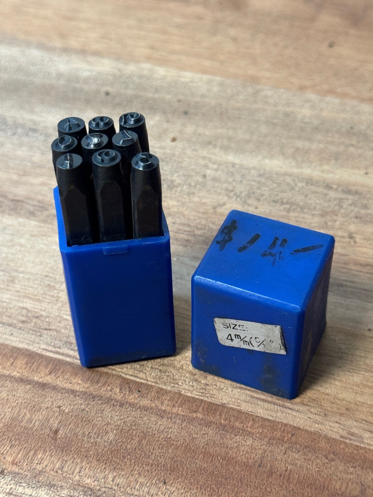 Vintage Set of x10 1-9 4mm Iron Number Stamps Punches Metal Woodwork Leather