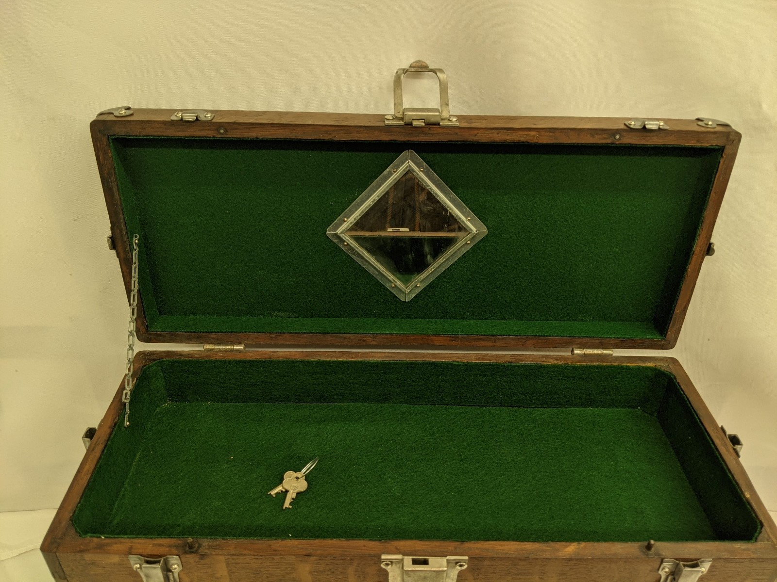 Antique Union Model B-20 7 Drawer Wooden Oak Toolbox Chest With Key