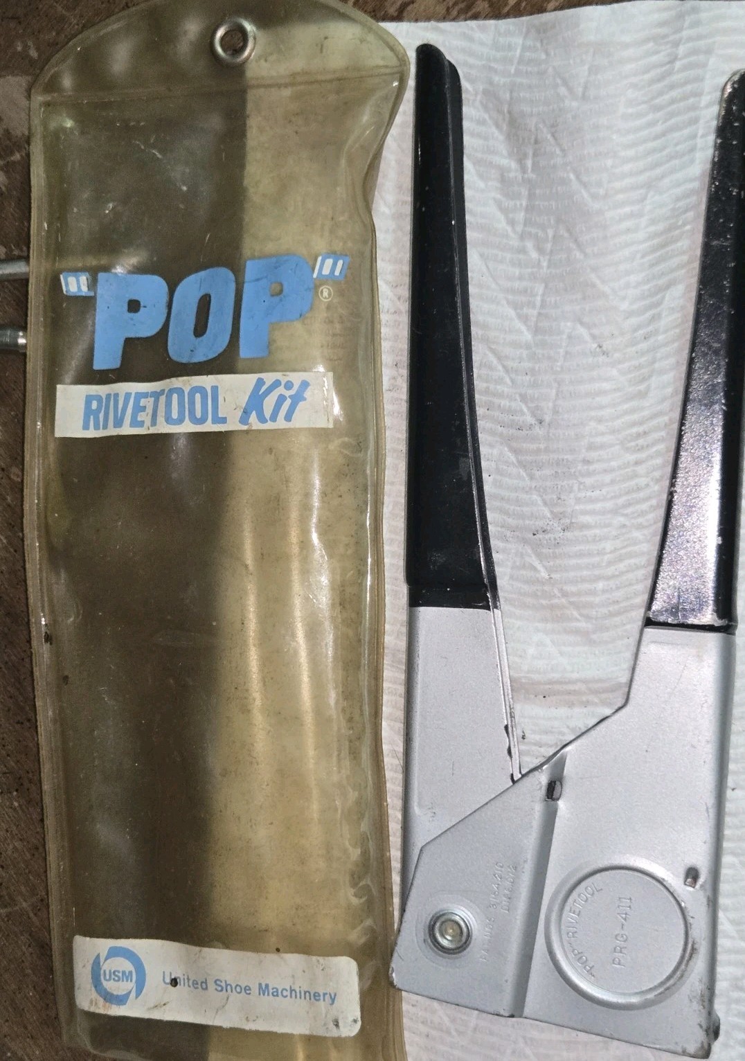 Vintage USM Corporation POP RIVETOOL 1/8″ Rivet Tool #PRG411 Reading, PA. W Case