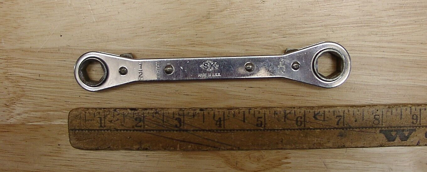 Vntg Sherman Klove RB-1618 Ratcheting Box Wrench,1/2″ X 9/16″ X 6-13/16″,6 Point