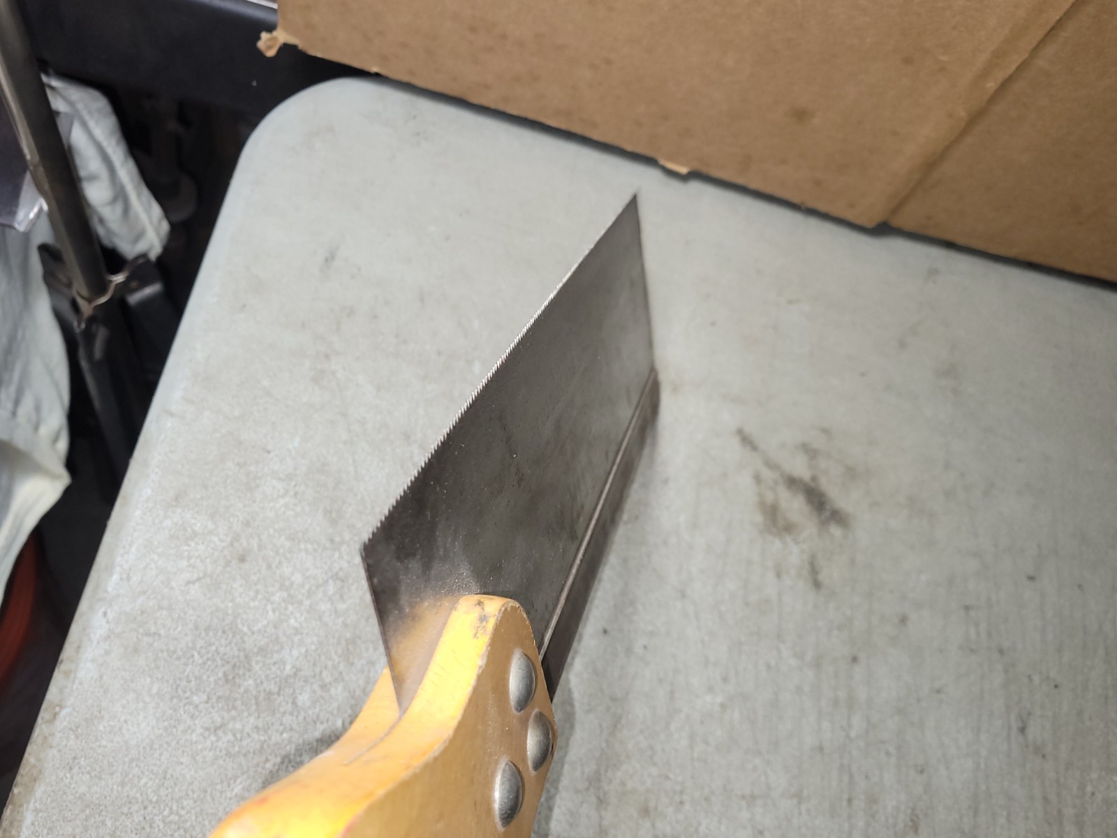 Vintage CORSAIR Hand Back Saw Warranted Tempered Steel 12 1/2″ blade