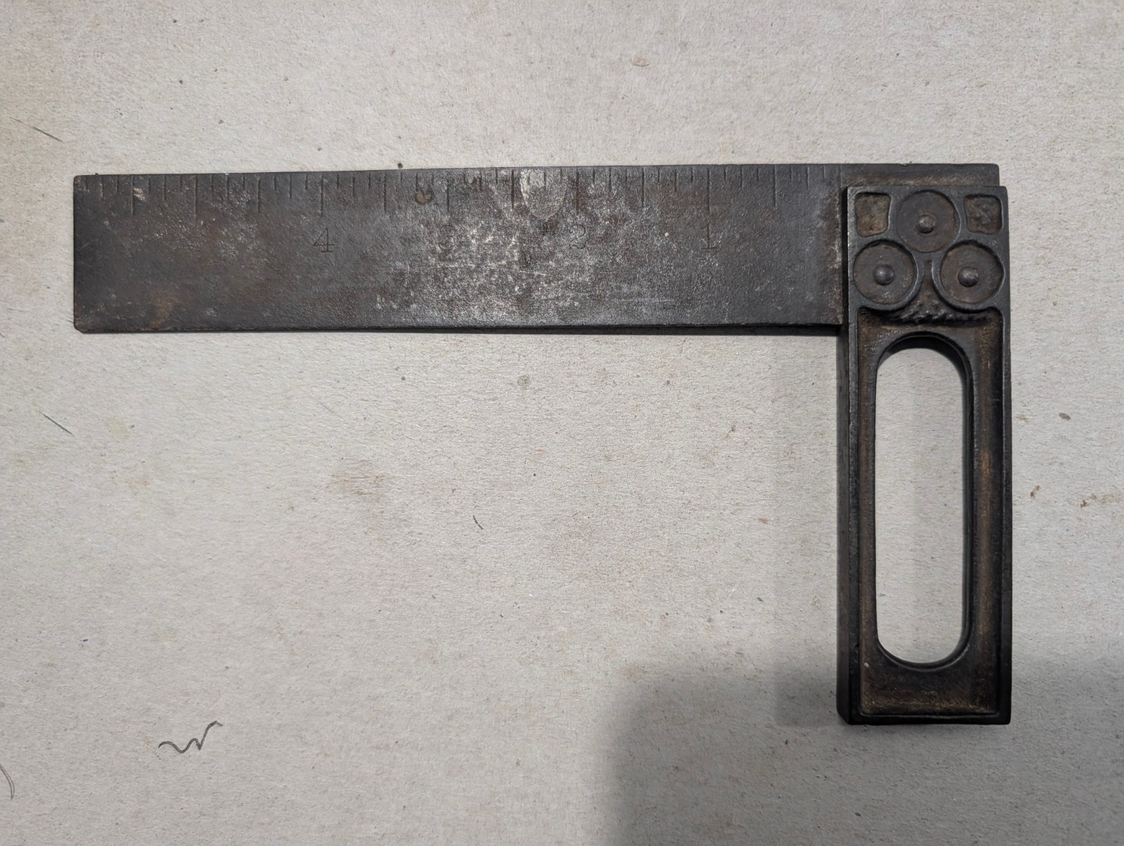 Vintage All Metal 6″ Try Square with Ornate Handle – Unbranded
