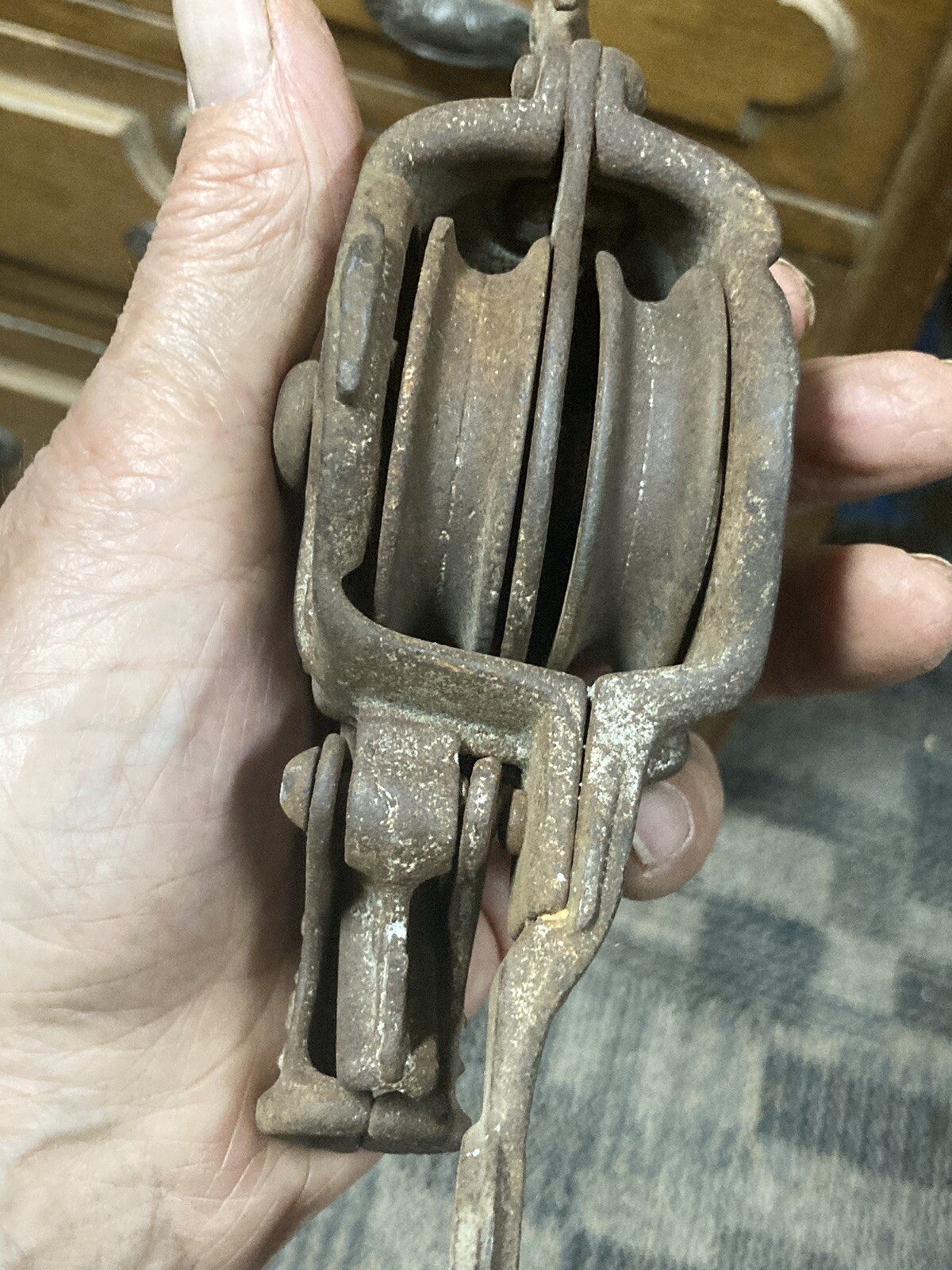 Vintage Primitive Barn Pulley Block Barb Wire Fence Stretcher Country Farm Decor