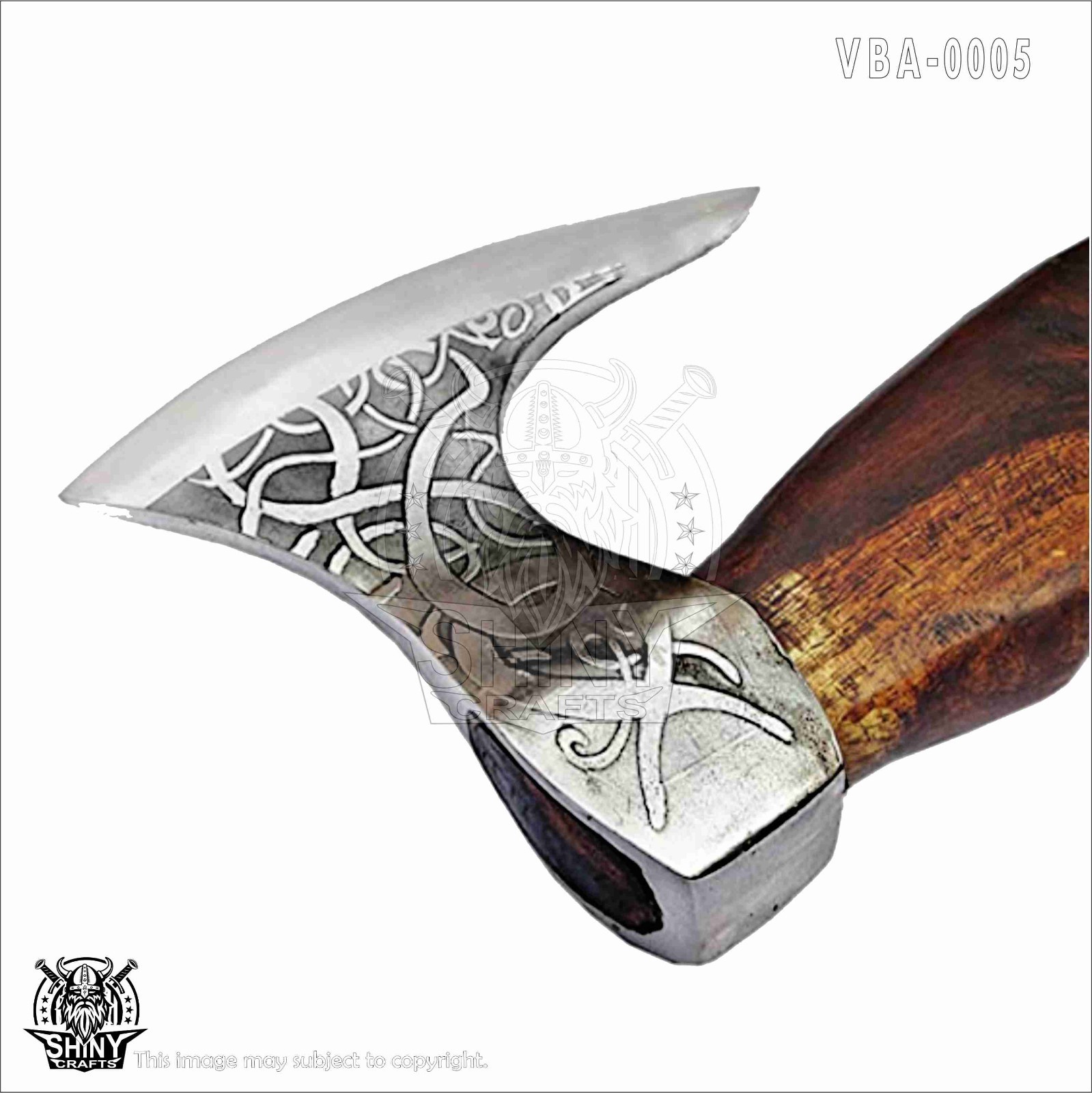 Handmade Viking Axe with carbon Steel Head and Black Etching Design VikingVBA-05