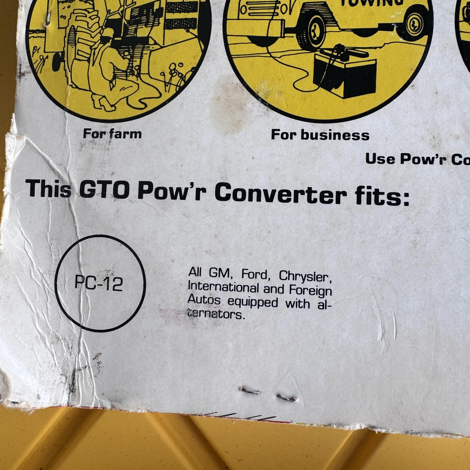 Vintage GTO Pow’r Converter 12V to 110V Outlet PC-12 Auto Marine Farm NOS Unused