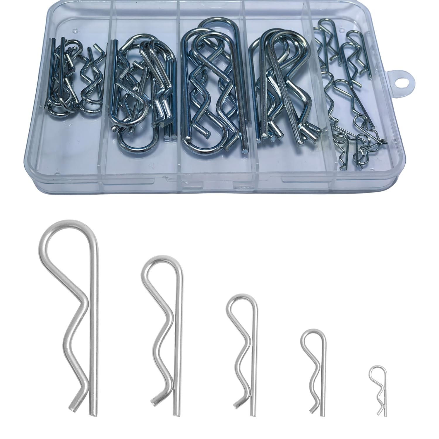 30 Pcs R Shaped Spring Cotter Pins Fastener Assortment Kit for Hitch Pin Lock