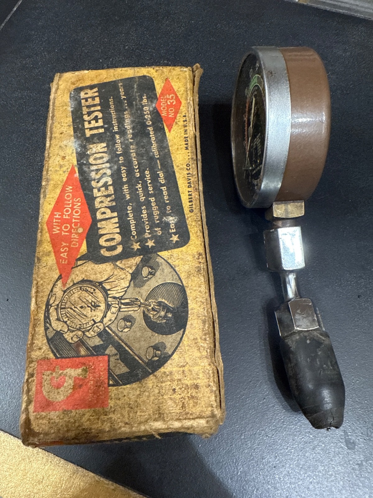 Compression Tester Model No. 35 Gilbert Davis Co Vintage Collectible