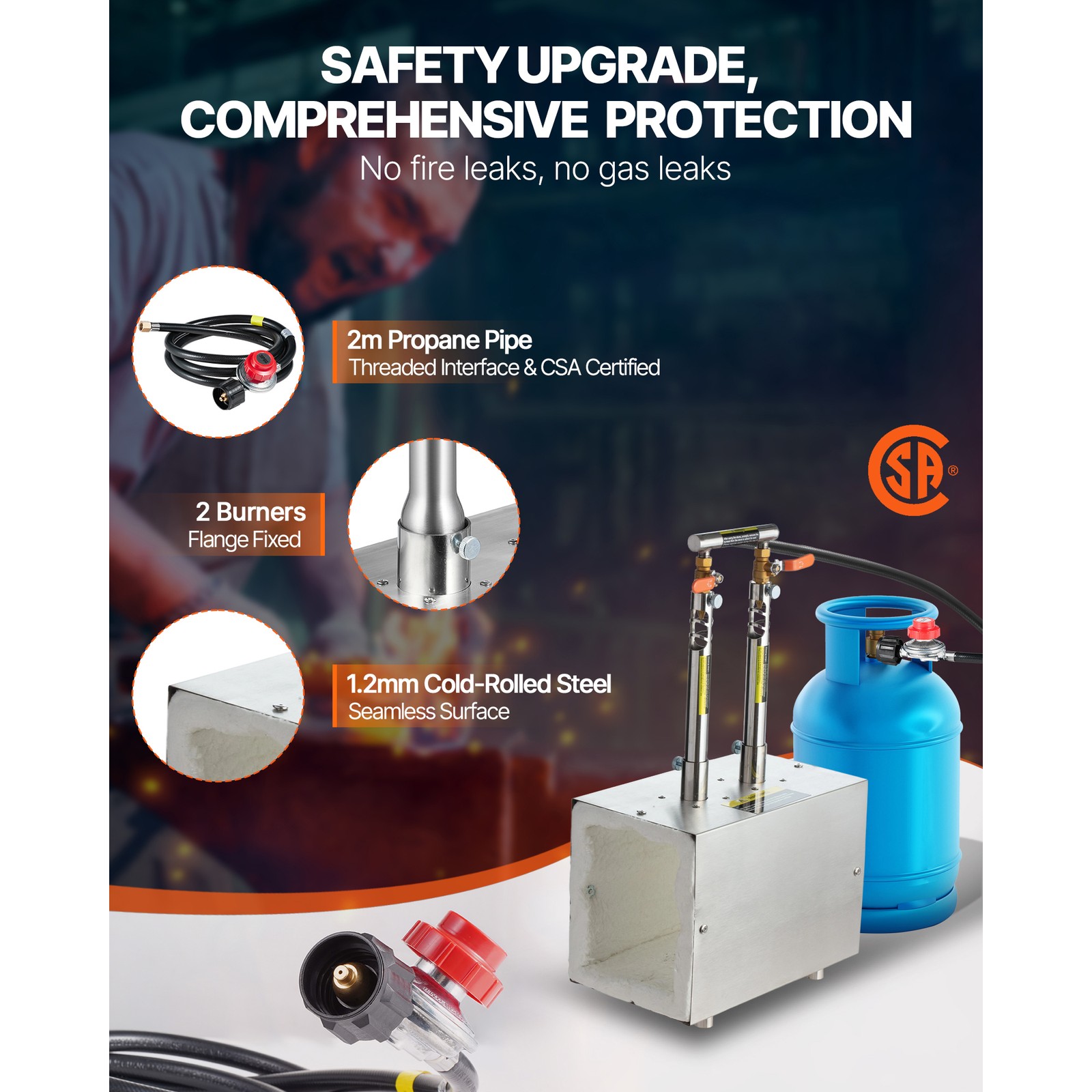 Uimoso Portable Propane Forge with 2 Burners for Metalworking,2600℉Heat Capacity