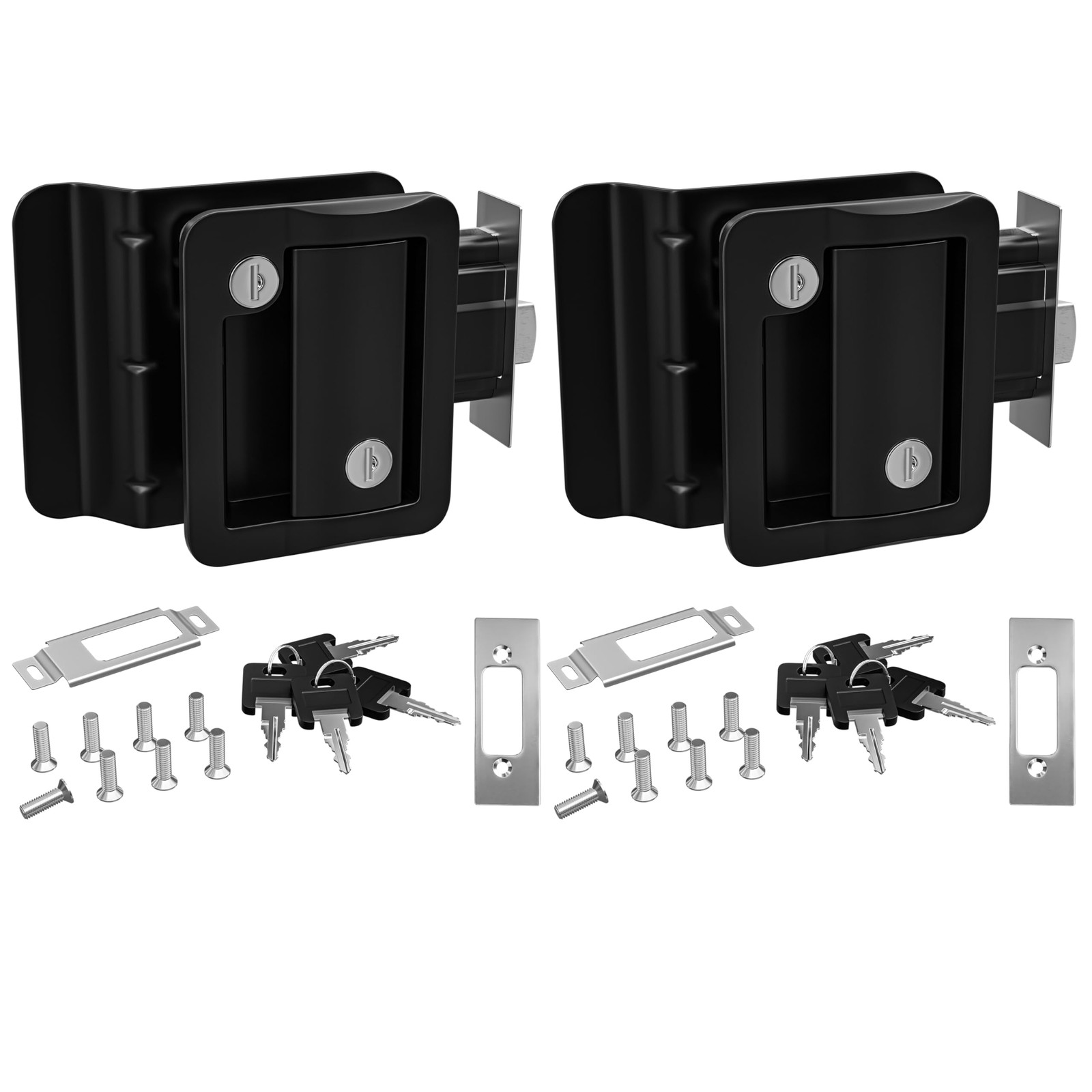 RV Travel Trailer Entry Door Lock Polar Black Paddle Deadbolt