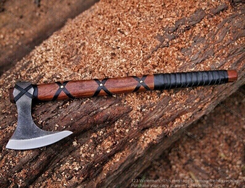 Ragnar Viking Bearded Axe Nordic Medieval wooden handle LARP Collectors Display