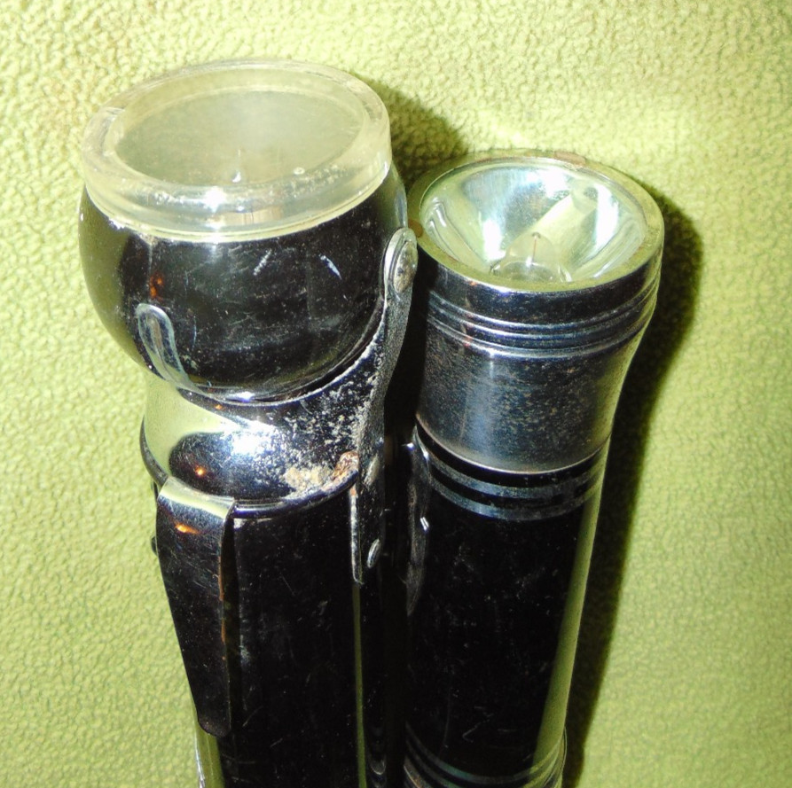 VINTAGE Flashlight LOT 2 USALITE Swivel Head Military Promo Bank Rust Scrapes