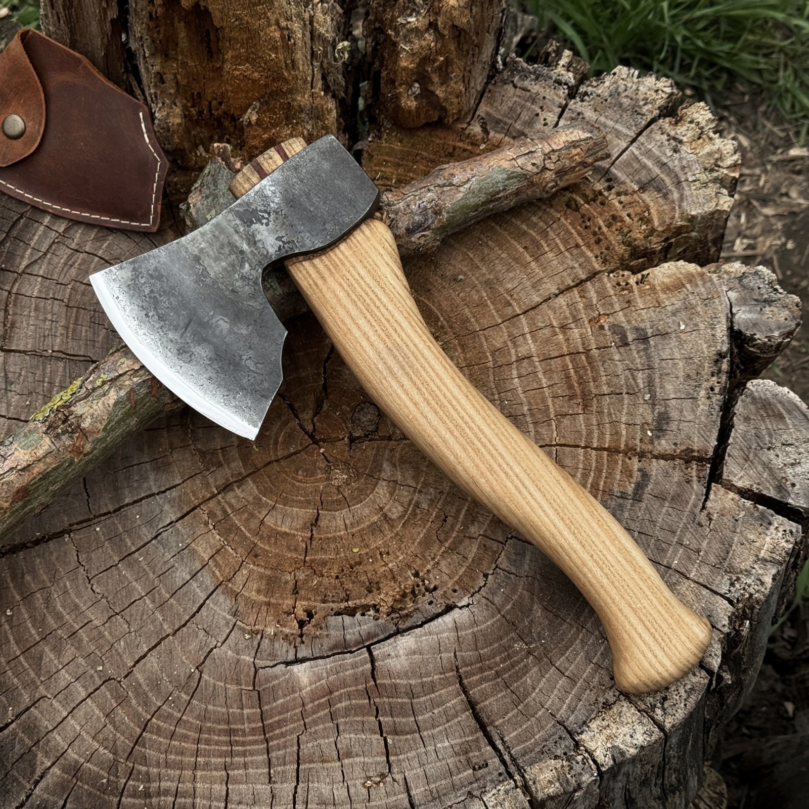 Wood Carving Axe Hand Forged Carving Hatchet 52100 Carbon Steel Leather Sheath