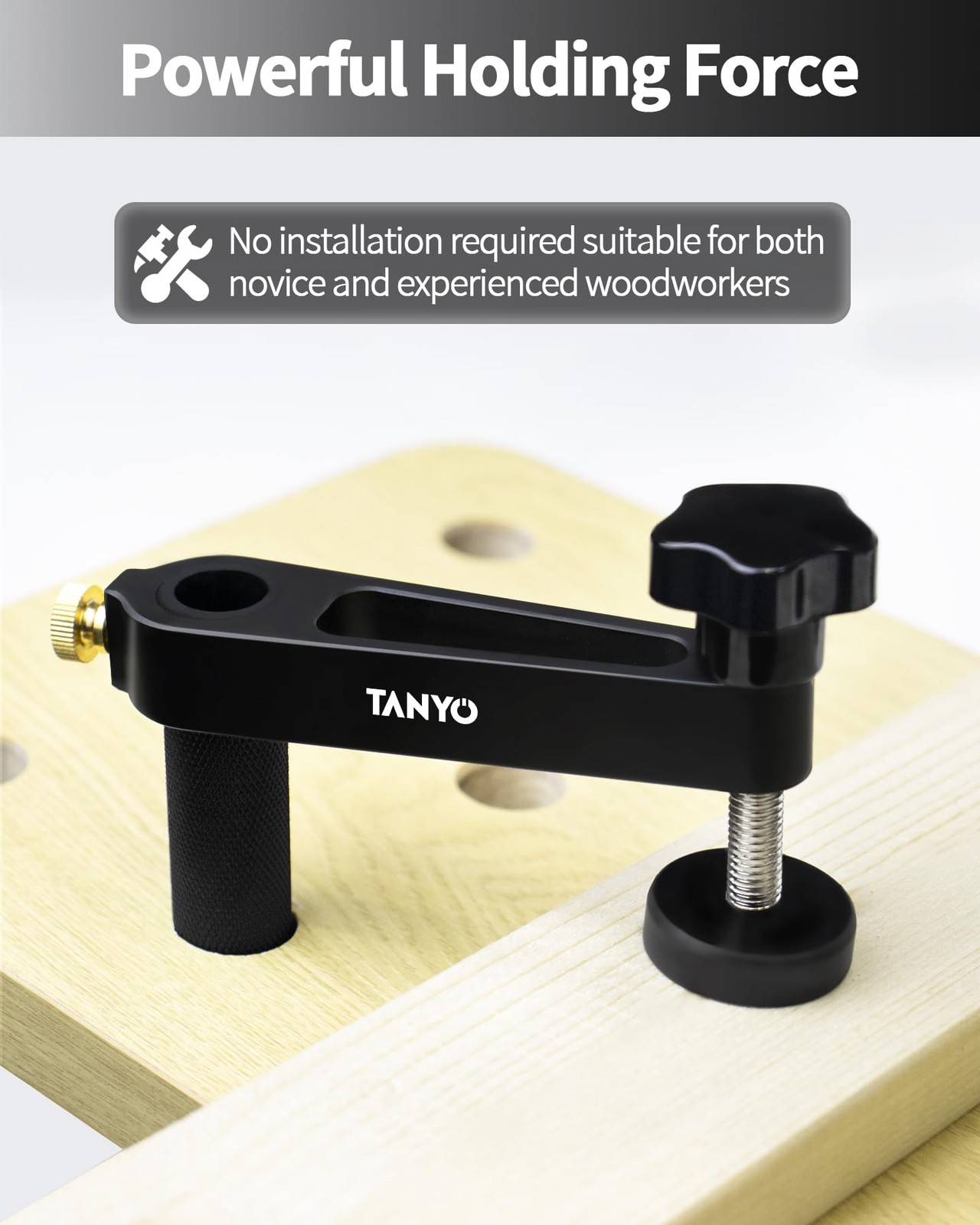 TANYO Bench Dog Clamp, 3/4″ Hole Clamps for Woodworking, 19mm 19mm, Black