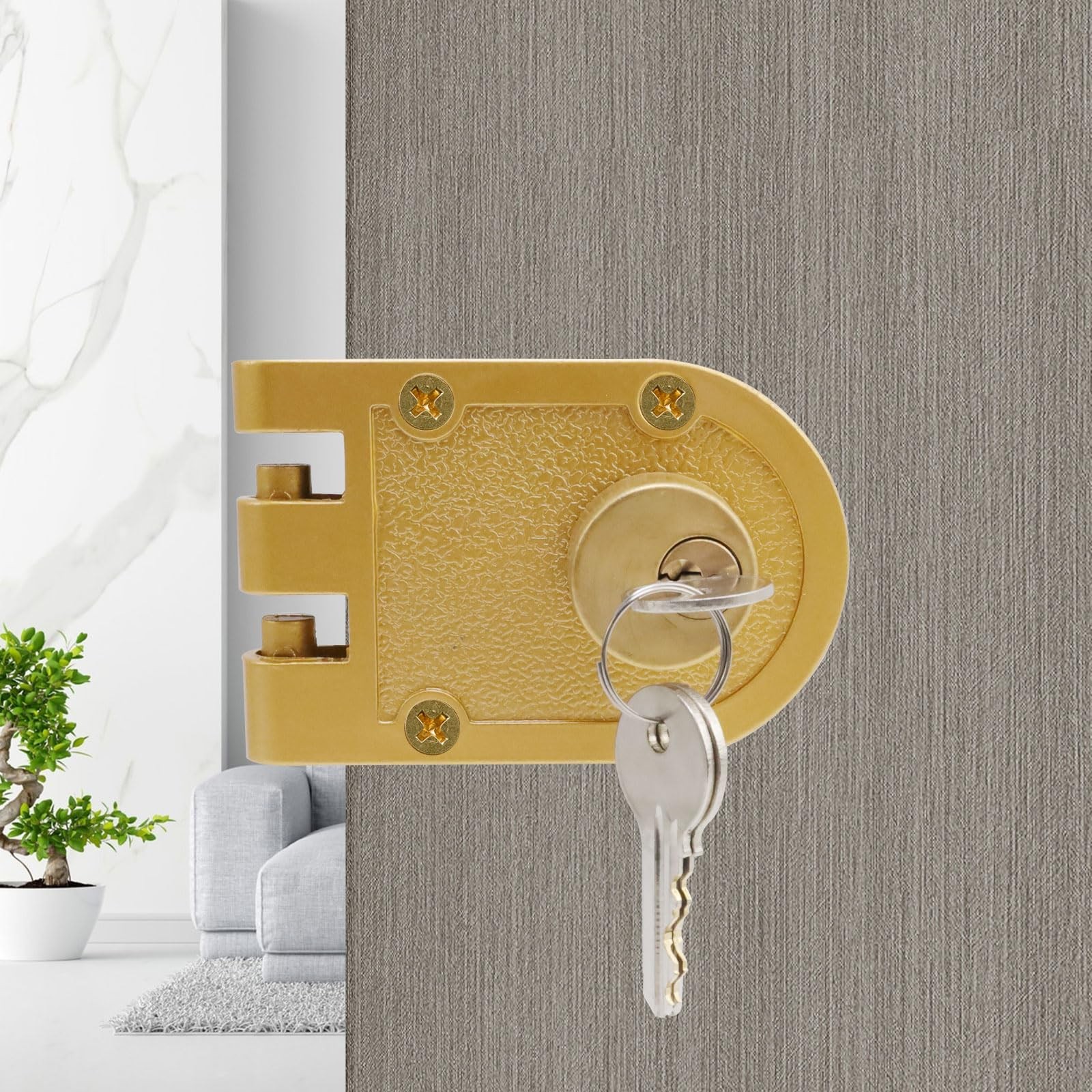 MY MIRONEY Jimmy Proof Deadbolt Lock Heavy Duty Safety Double Cylinder Gold