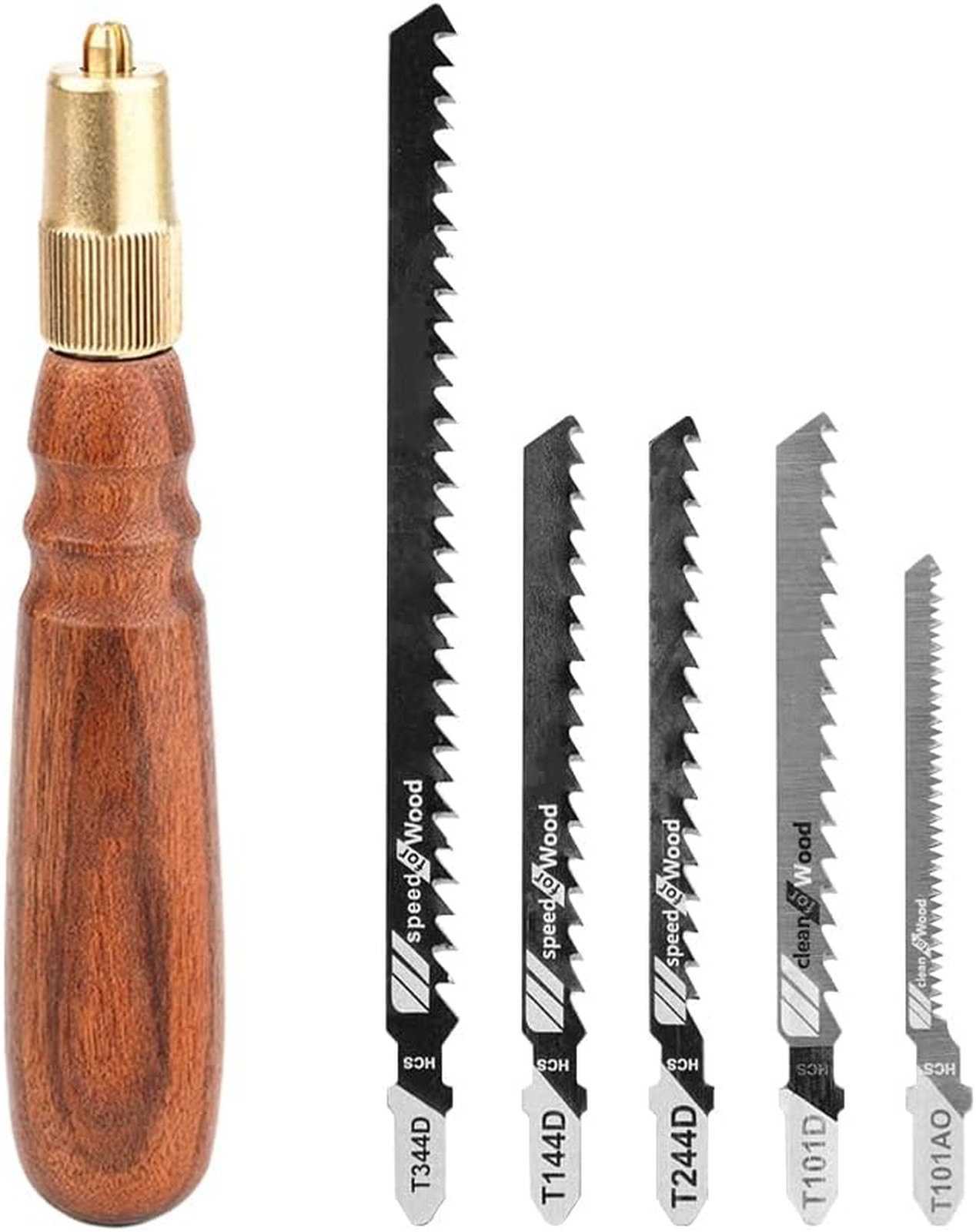 Wooden Handle Mini Hand Saw with 5 Pcs Blades, Woodworking and Tree Branch