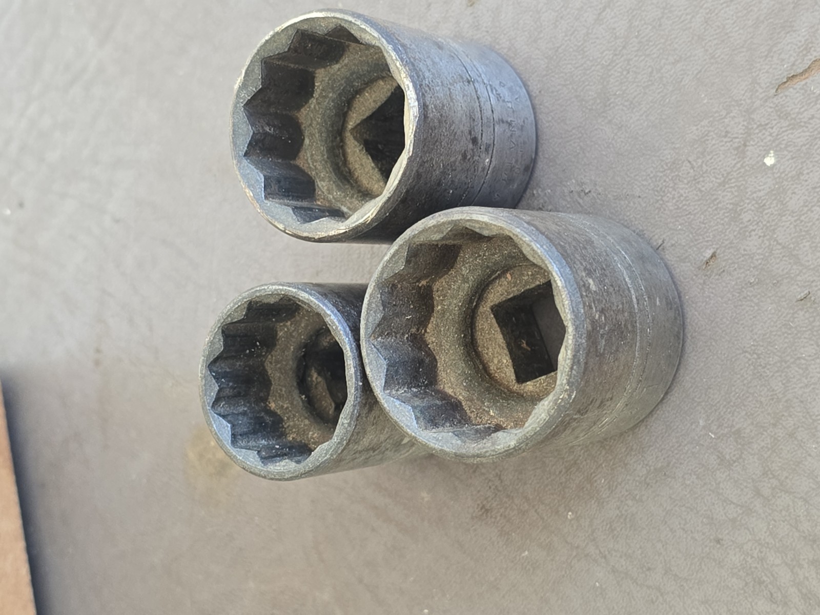 Lot of 3 Vintage Plomb 12 Pt. 1/2”Dr. Sockets USA 7/8″ 1″ 1-1/16″ 5428 5432 5434