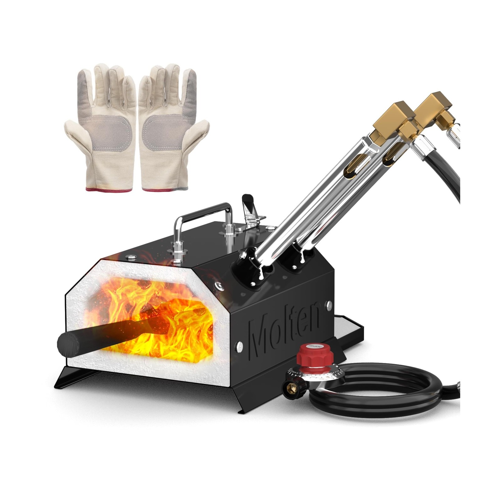 MMasters 2 Burner Propane Forge 2600°F Gas Forge for Blacksmithing and Knif