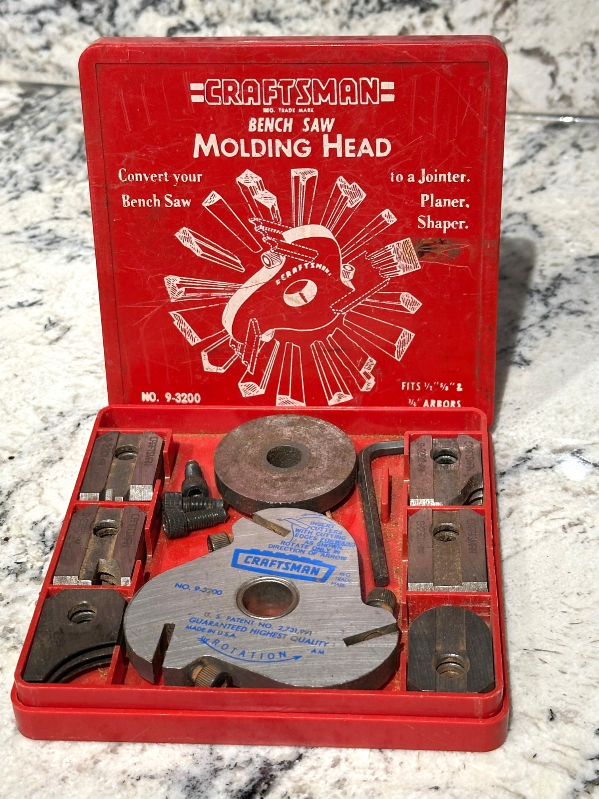 CRAFTSMAN Vintage Molding Head Set No. 9-3200 for Bench & Radial Saws w/Case USA