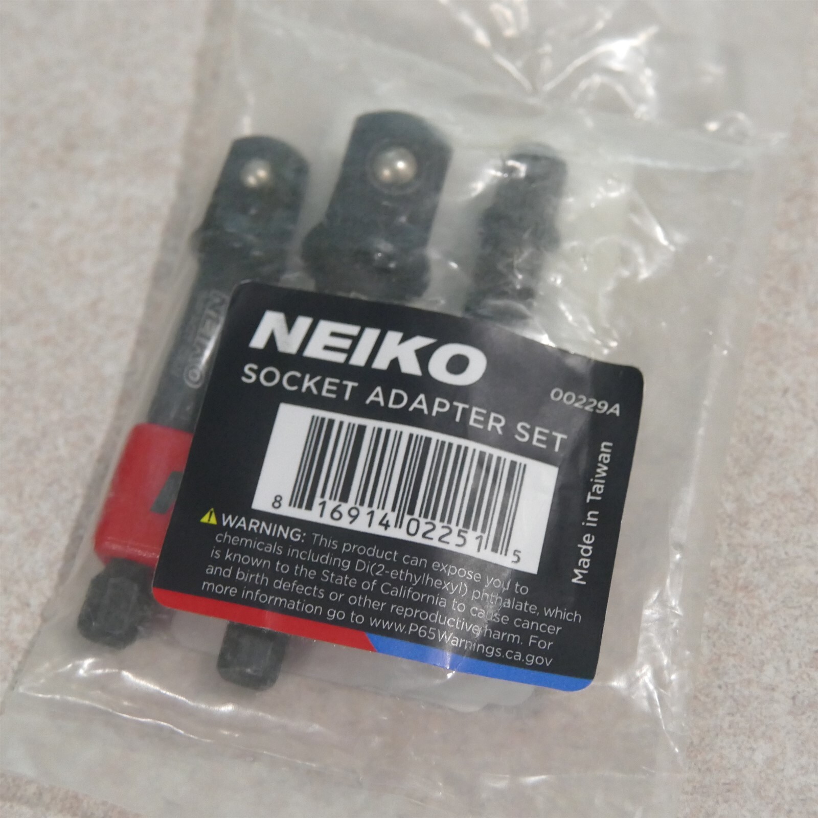 NEIKO 00229A Socket Adapter Set 3pc ¼” ⅜” ½” Drives ~ Drill Power Extension Bars