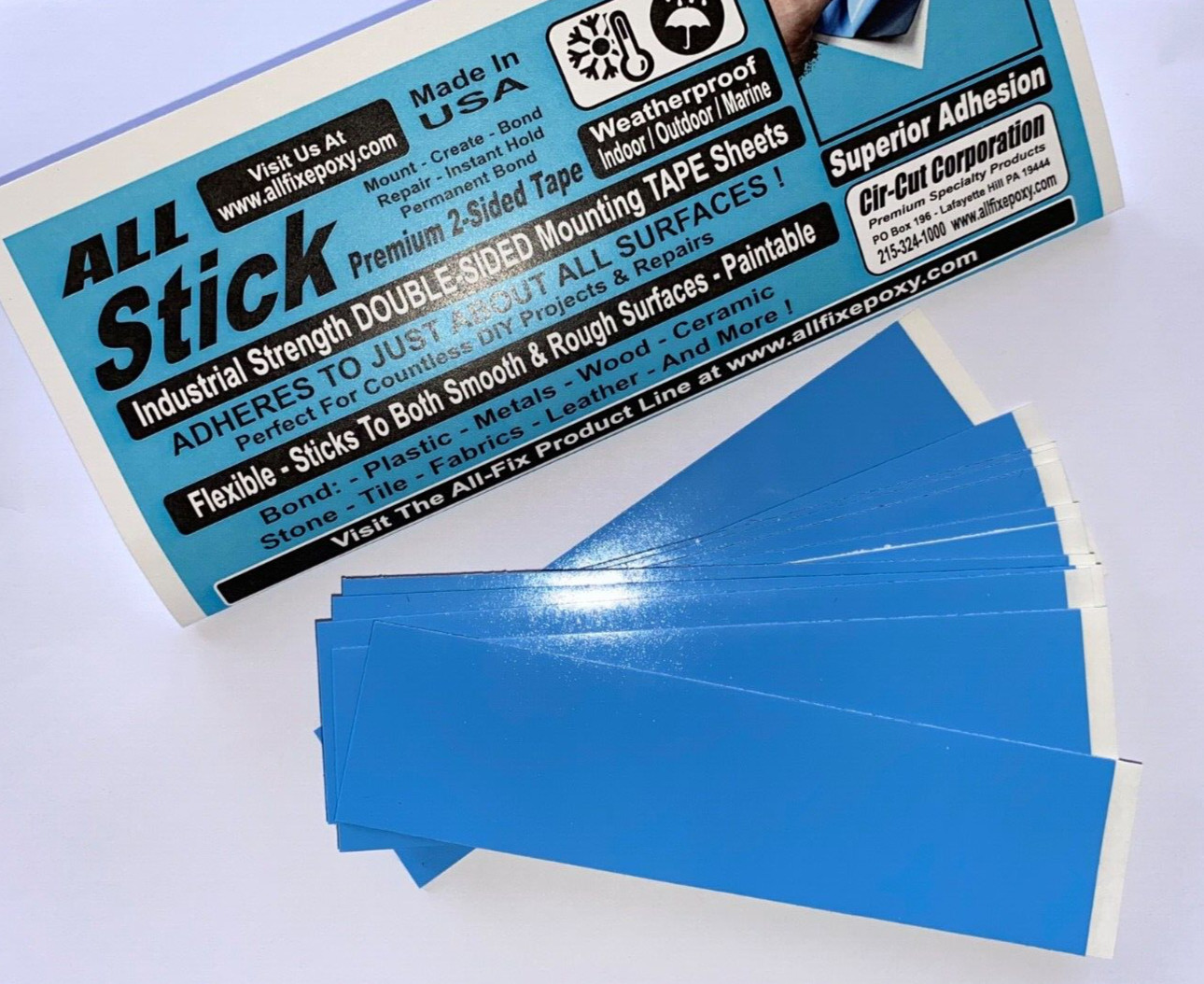 ALL-STICK 2 Sided Mounting Tape 12 STRIP PK – 1.5″ X 5.75″ INDOOR OUTDOOR MARINE