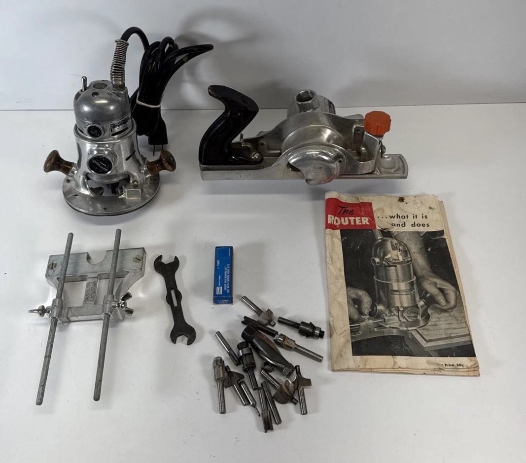 Vintage Super Clean Stanley H100 Router Plane Kit H14-A GA-H251-B GA-H249 Bits