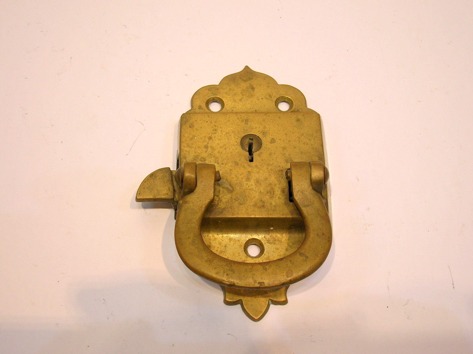 LOT OF TWO 1800’S ANTIQUE LOCKS – IRON WITH KEY AND BRASS WITH MECHANICAL HANDLE