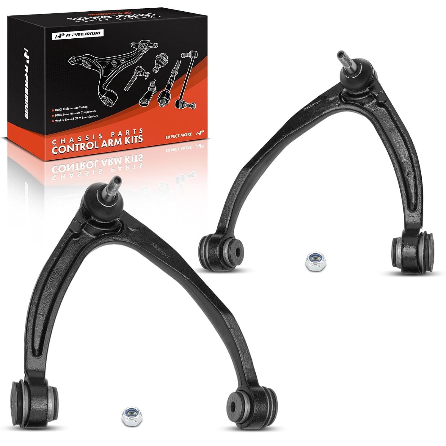 A-Premium 2 x Front Upper Control Arm, with Ball Joint & Bushing, Compatible wit