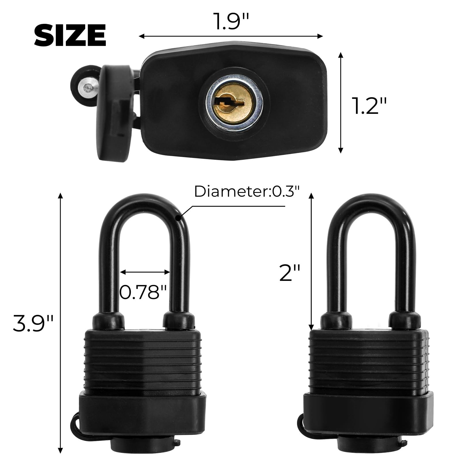 6 Pack Waterproof Keyed Alike Padlocks, Heavy Duty Long Padlock Set with Same…