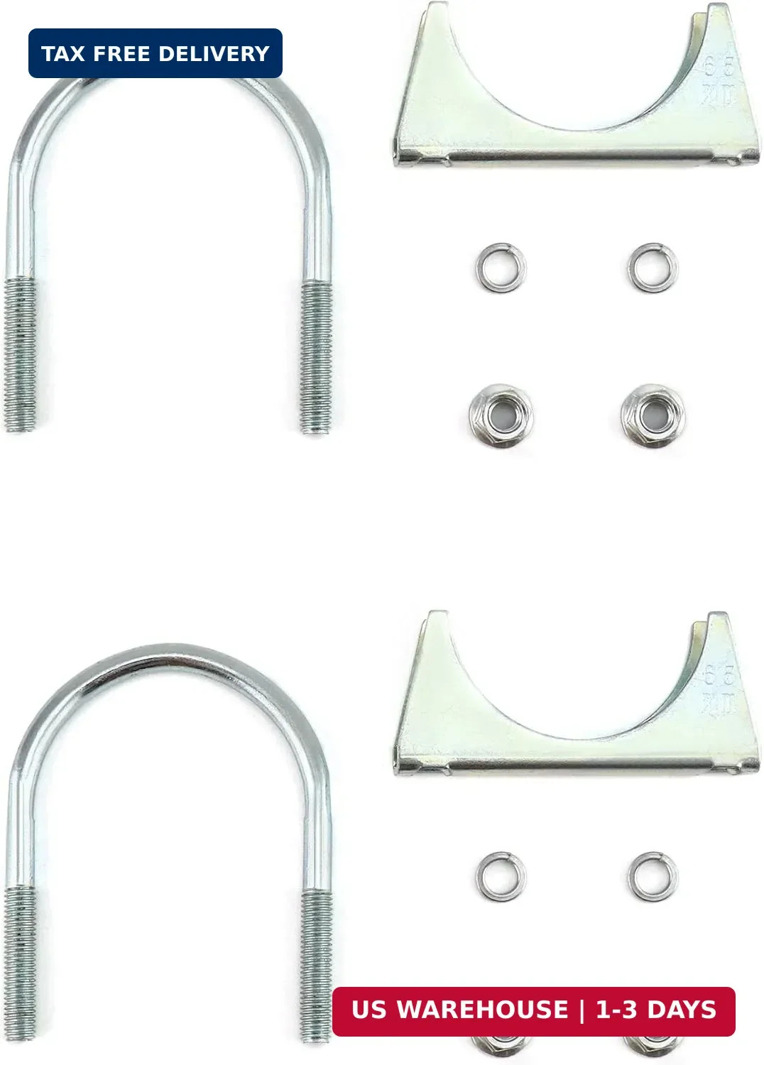 Murtenze 2 Pack 3″ UBolt Muffler Exhaust Clamps, Stainless Steel Silencer Exh…