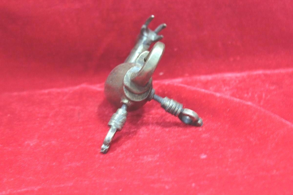 Brass Lock and 2 Key Antique New Rare Deer Shape Antique Decor