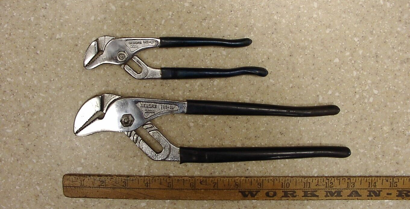2 Gedore Tongue & Groove Slip Joint Water Pump Pliers,143-10″ & 143-8″,India,VGC
