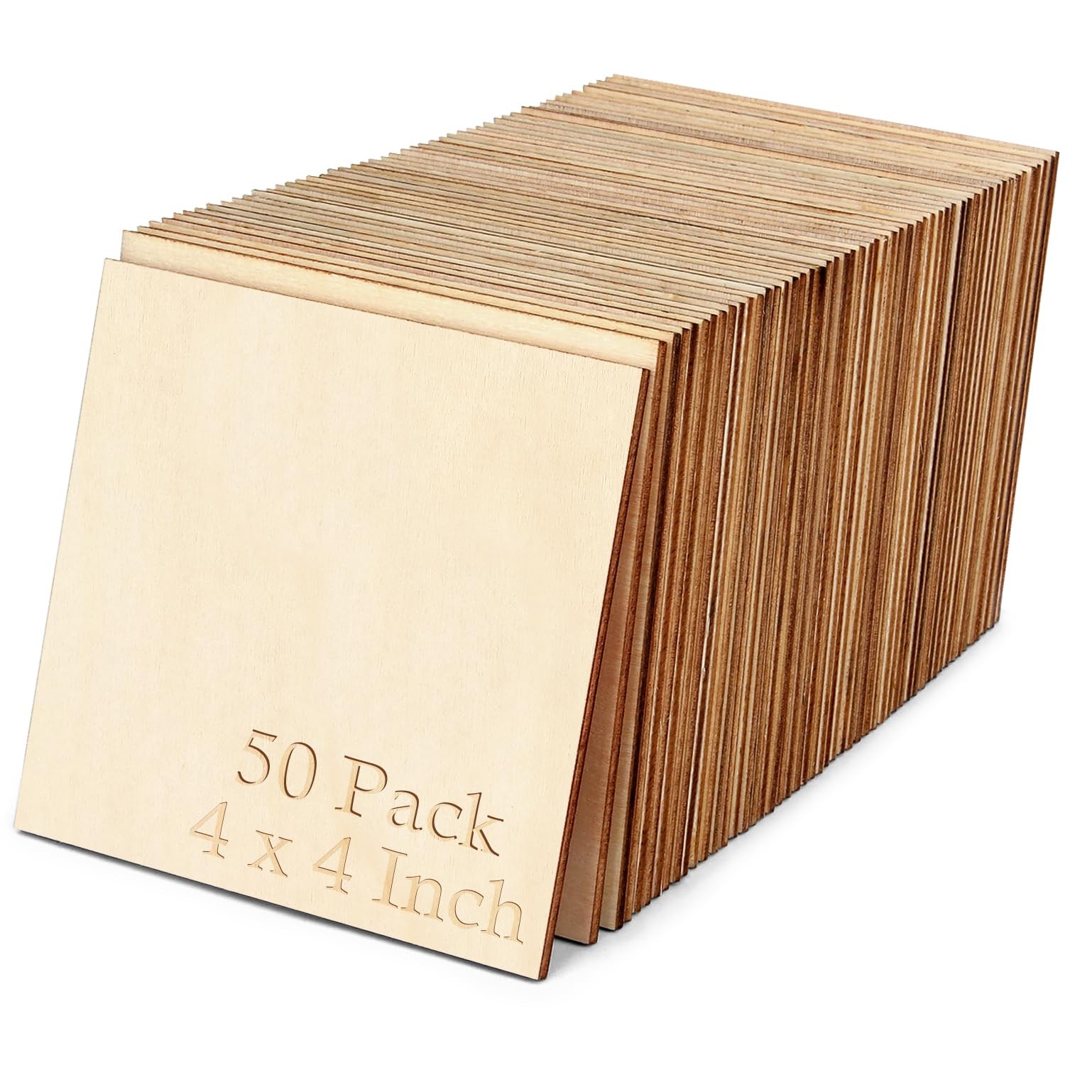 Blisstime 50PCS 4×4 Inch Wood Squares Unfinished 50Pcs, wooden