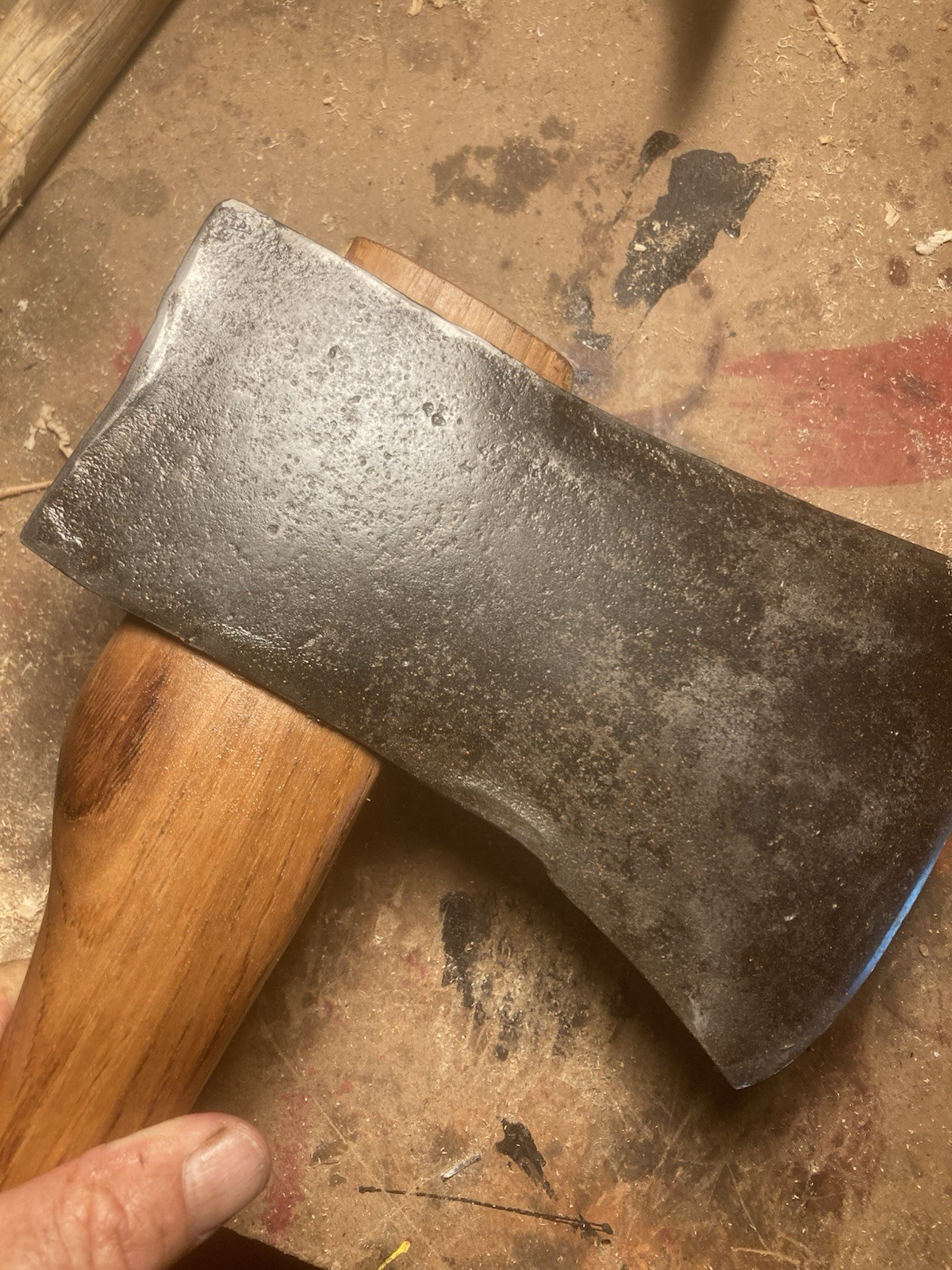 Vintage old , stamped Warren , 18” house axe , New hickory handle charred oil